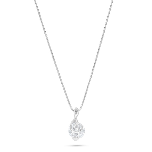 Sterling Silver 925 Necklace Rhodium Plated Embedded With White Zircon