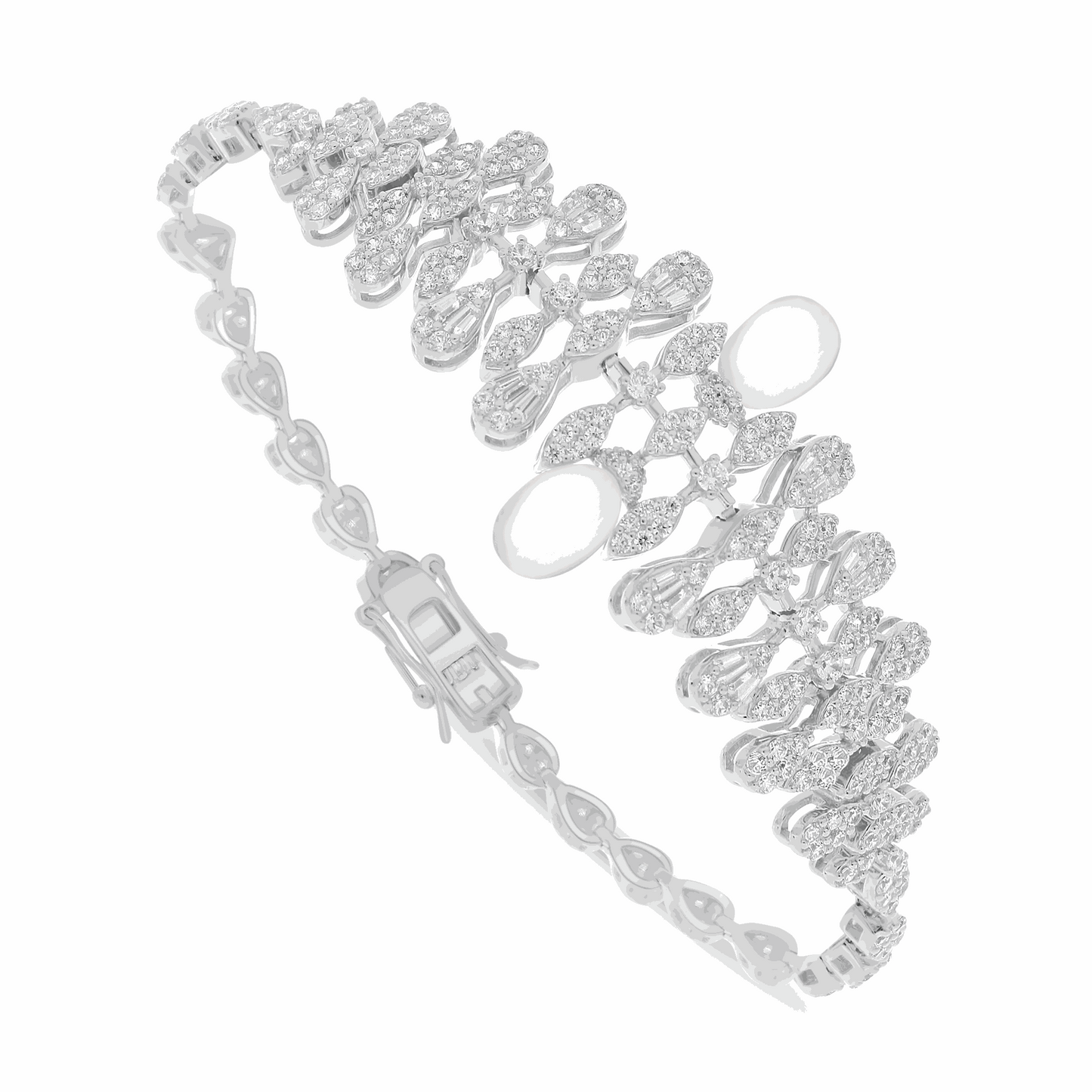 Sterling Silver 925 SET Rhodium Plated Embedded With Natural White Pearl And White Zircon