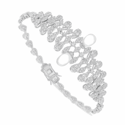 Sterling Silver 925 SET Rhodium Plated Embedded With Natural White Pearl And White Zircon