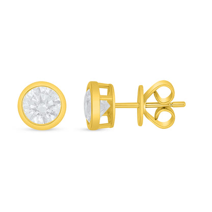 Sterling Silver 925 Earring Golden Plated Embedded With White Zircon