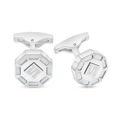 كبك ستانلس ستيل لون فضي عيار L316 مرصع احجار صدف ابيض Matt Steel