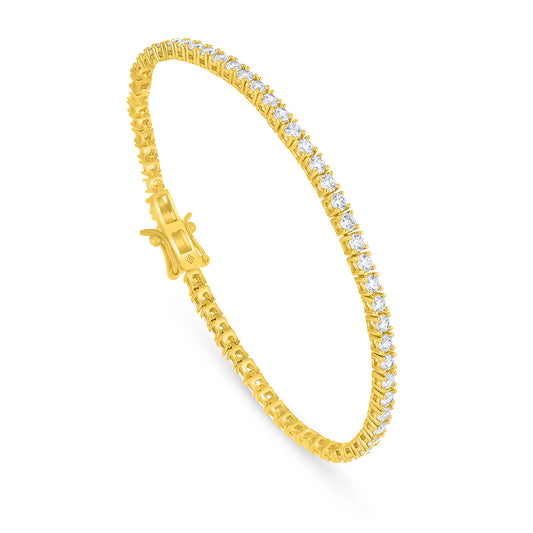 Sterling Silver 925 Bracelet Golden Plated Embedded With White Zircon