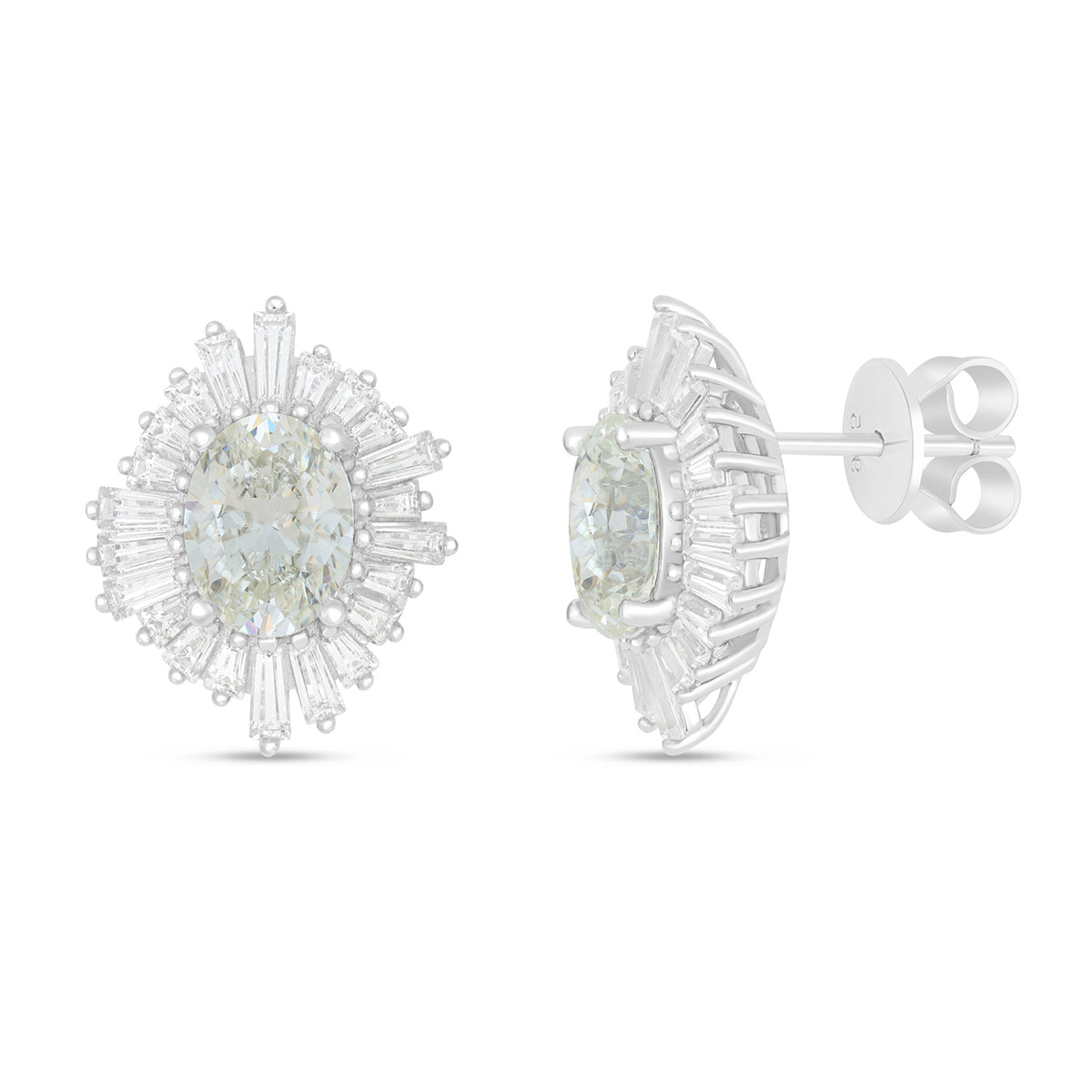 Sterling Silver 925 Earring Rhodium Plated Embedded With Diamond Zircon And White Zircon