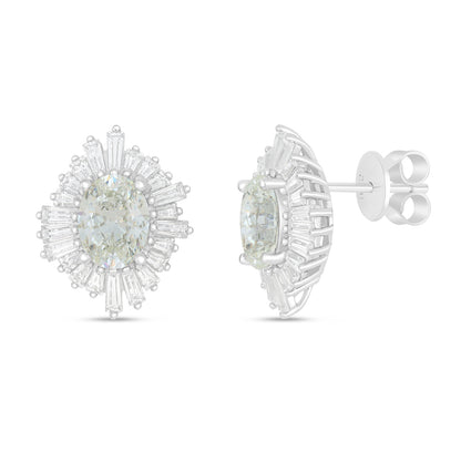 Sterling Silver 925 Earring Rhodium Plated Embedded With Diamond Zircon And White Zircon