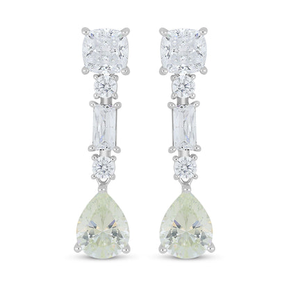 Sterling Silver 925 Earring Rhodium Plated Embedded With Diamond Zircon And White Zircon