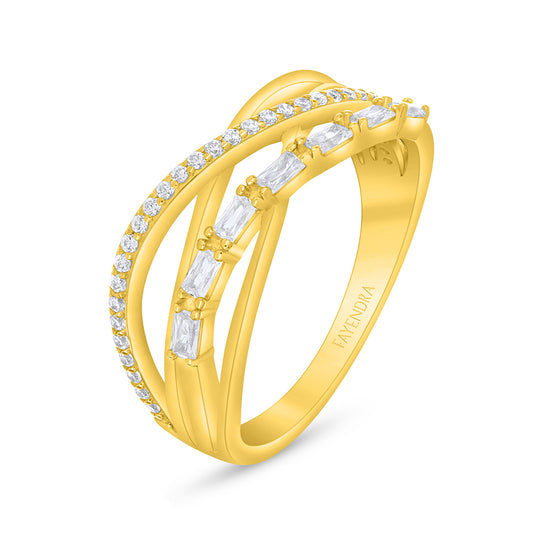 خاتم من الفضة الخالصة عيار 925 مطلي ذهبي مرصع فص ابيض