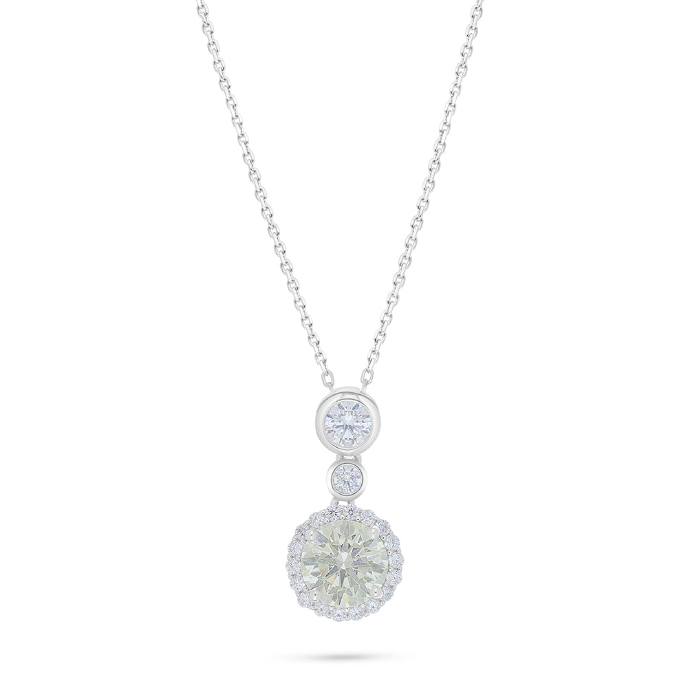 Sterling Silver 925 Necklace Rhodium Plated Embedded With Diamond Zircon And White Zircon