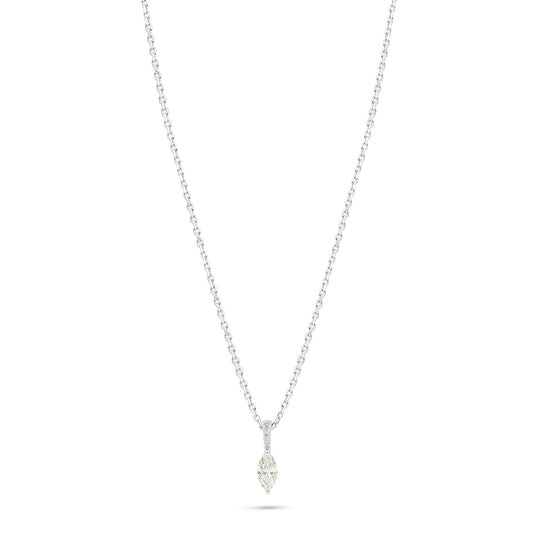 Sterling Silver 925 Necklace Rhodium Plated Embedded With Diamond Zircon And White Zircon