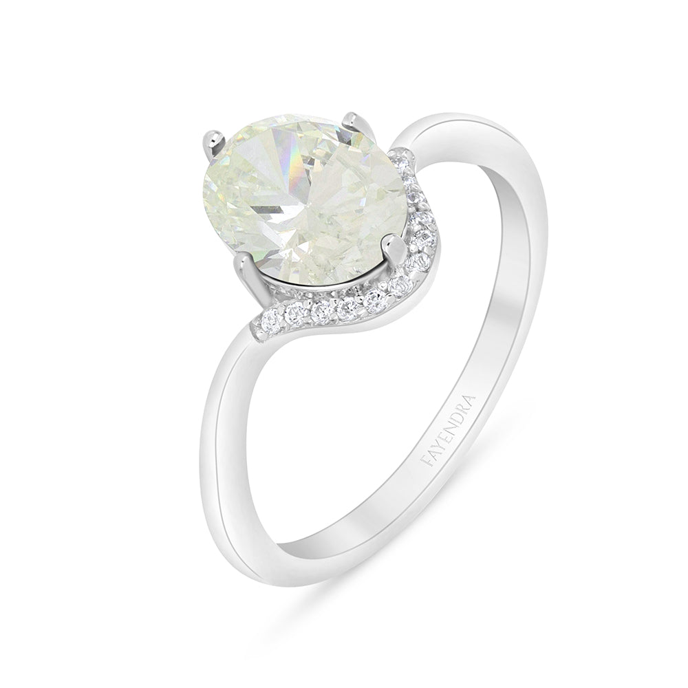 Sterling Silver 925 Ring Rhodium Plated Embedded With Diamond Zircon And White Zircon