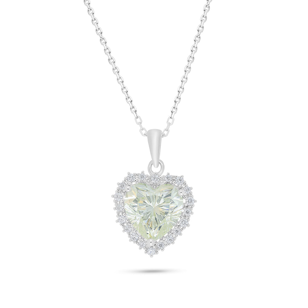 Sterling Silver 925 Necklace Rhodium Plated Embedded With Diamond Zircon And White Zircon