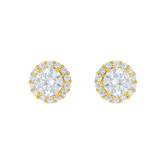 Sterling Silver 925 Earring Golden Plated Embedded With White Zircon