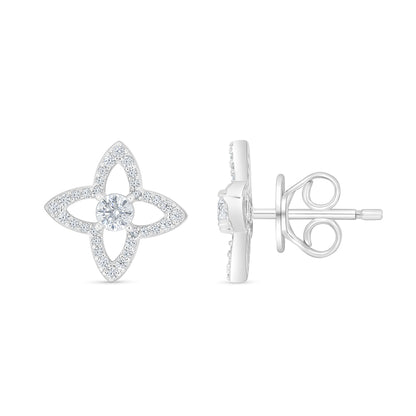 Sterling Silver 925 Earring Rhodium Plated Embedded With White Zircon