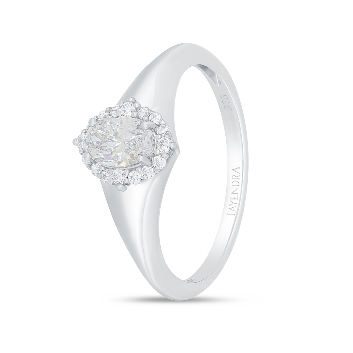 Sterling Silver 925 Ring Rhodium Plated Embedded With White Zircon