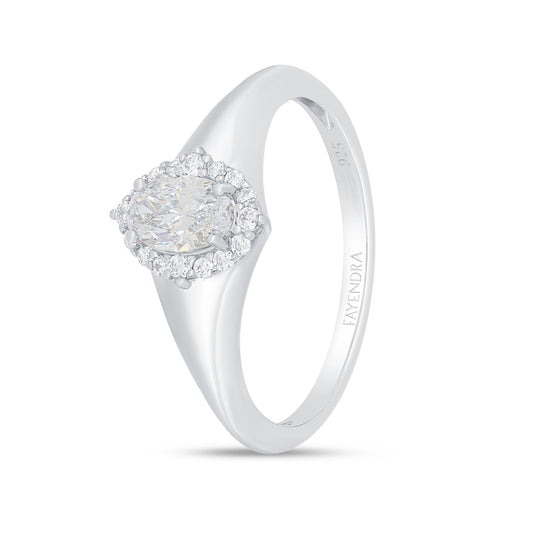 Sterling Silver 925 Ring Rhodium Plated Embedded With White Zircon