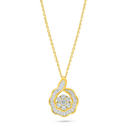 Sterling Silver 925 Necklace Golden Plated Embedded With White Zircon