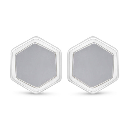 Sterling Silver 925 Earring Rhodium Plated Embedded With White Shell