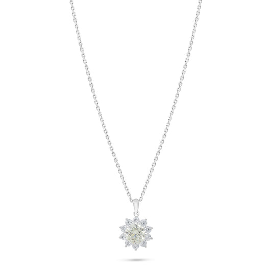 Sterling Silver 925 Necklace Rhodium Plated Embedded With Diamond Zircon And White Zircon