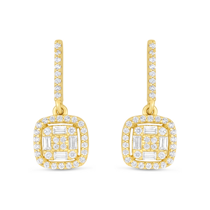 Sterling Silver 925 Earring Golden Plated Embedded With White Zircon