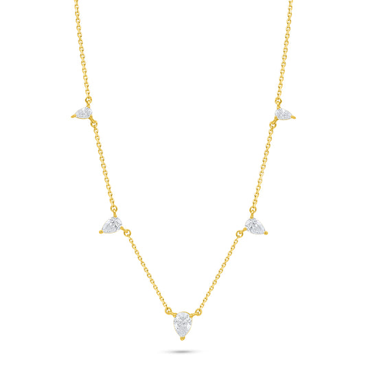 Sterling Silver 925 Necklace Golden Plated Embedded With White Zircon