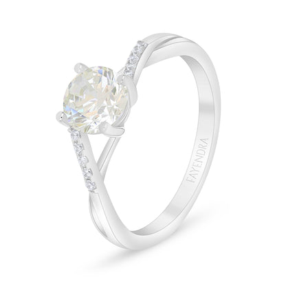 Sterling Silver 925 Ring Rhodium Plated Embedded With Diamond Zircon And White Zircon