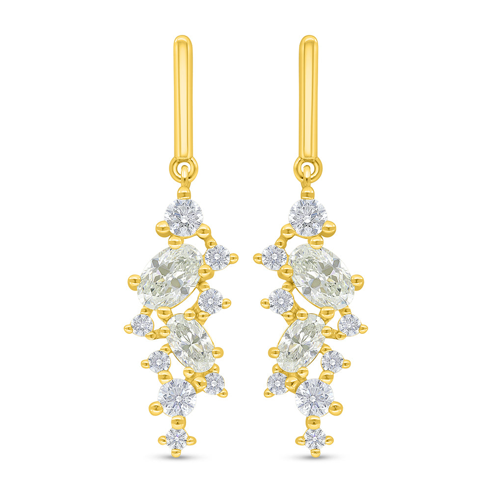 Sterling Silver 925 Earring Golden Plated Embedded With Yellow Diamond And White Zircon
