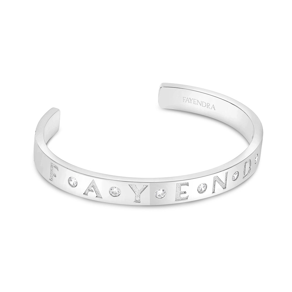 Sterling Silver 925 Bracelet Rhodium Plated Embedded With White CZ
