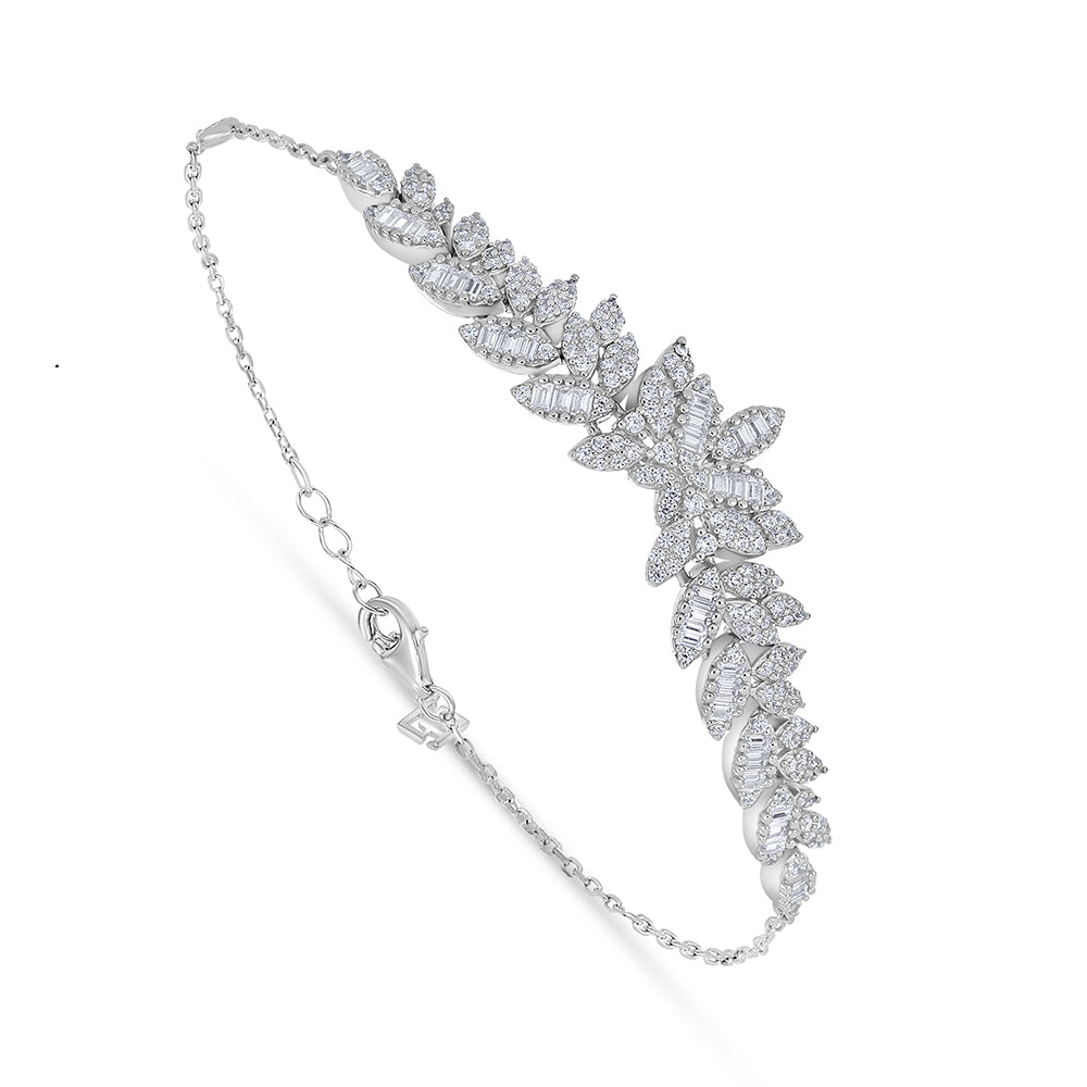 اسورة من الفضة الخالصة عيار 925 مطلية روديوم مرصعة فص ابيض