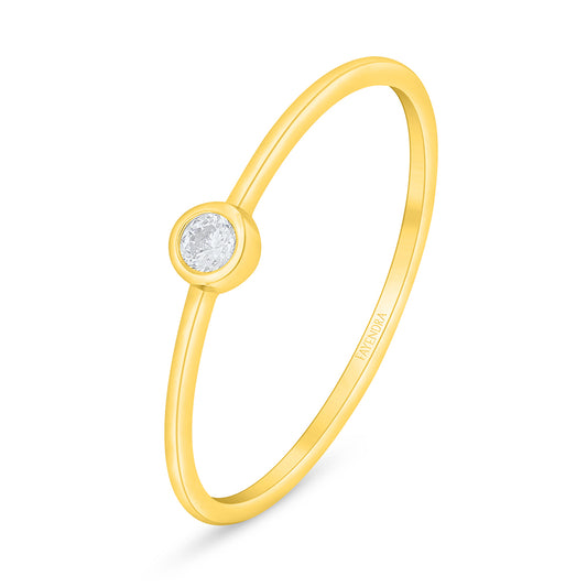 Sterling Silver 925 Ring Golden Plated Embedded With White Zircon