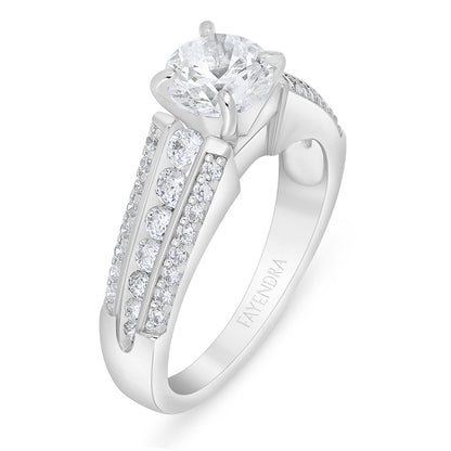 Sterling Silver 925 Ring Rhodium Plated Embedded With White Zircon