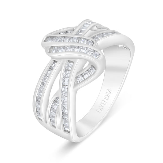 Sterling Silver 925 Ring Rhodium Plated Embedded With White Zircon