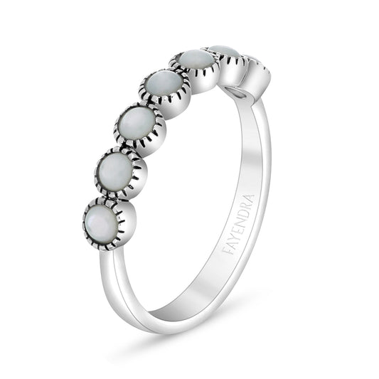 Sterling Silver 925 Ring Embedded With Natural White Shell
