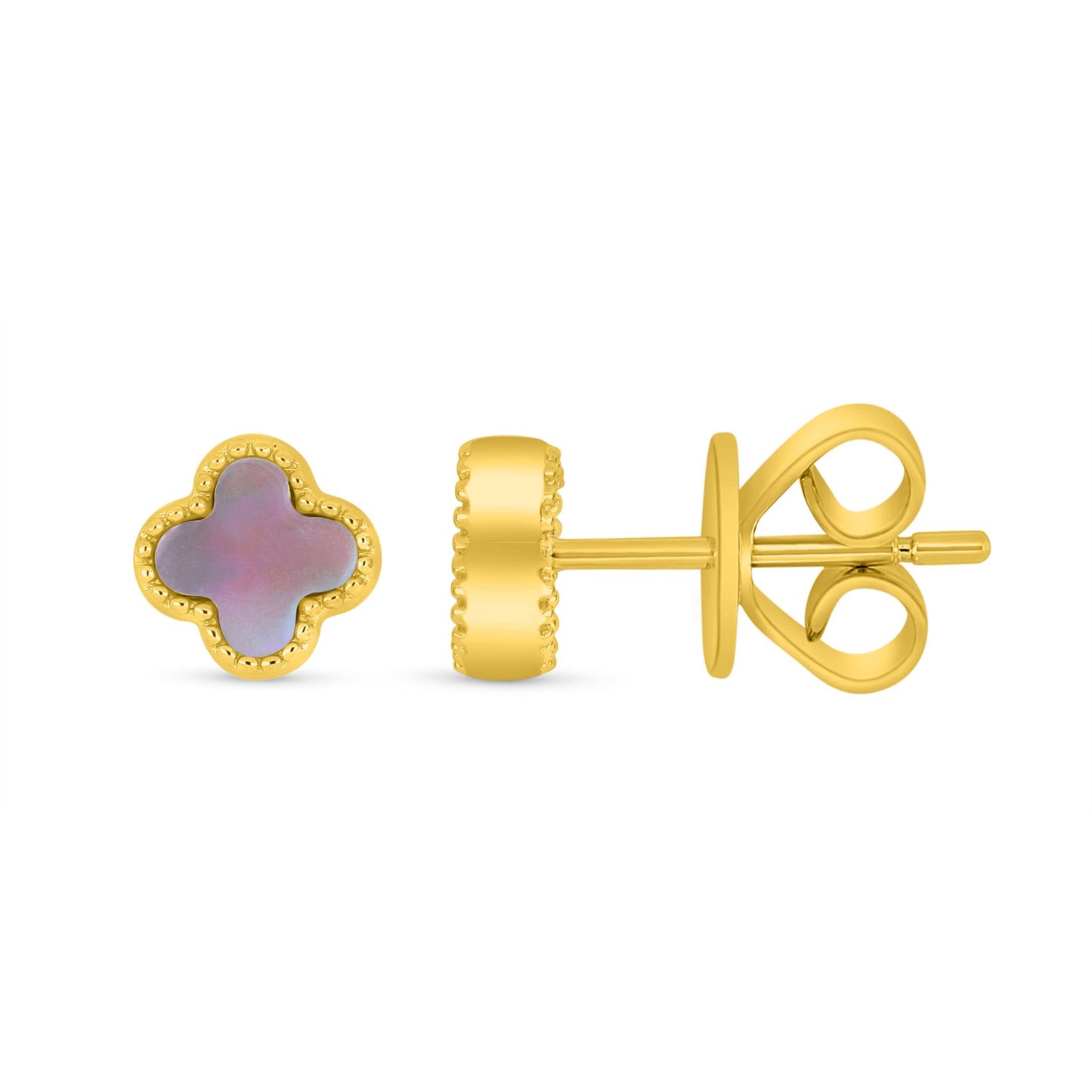 Sterling Silver 925 Earring Golden Plated Embedded With Pink Shell