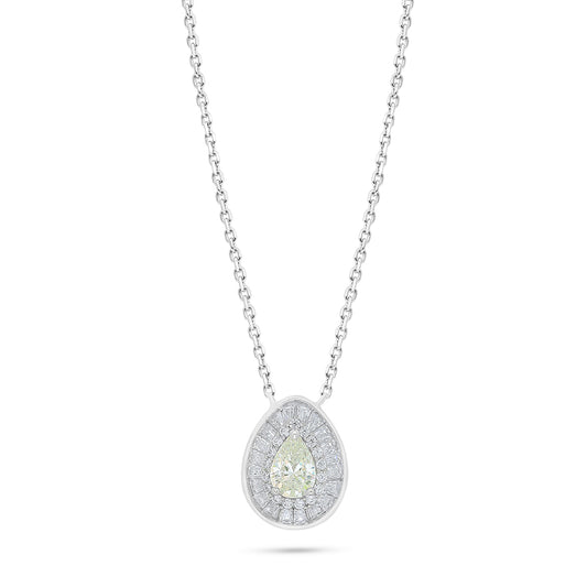 Sterling Silver 925 Necklace Rhodium Plated Embedded With Diamond Zircon And White Zircon