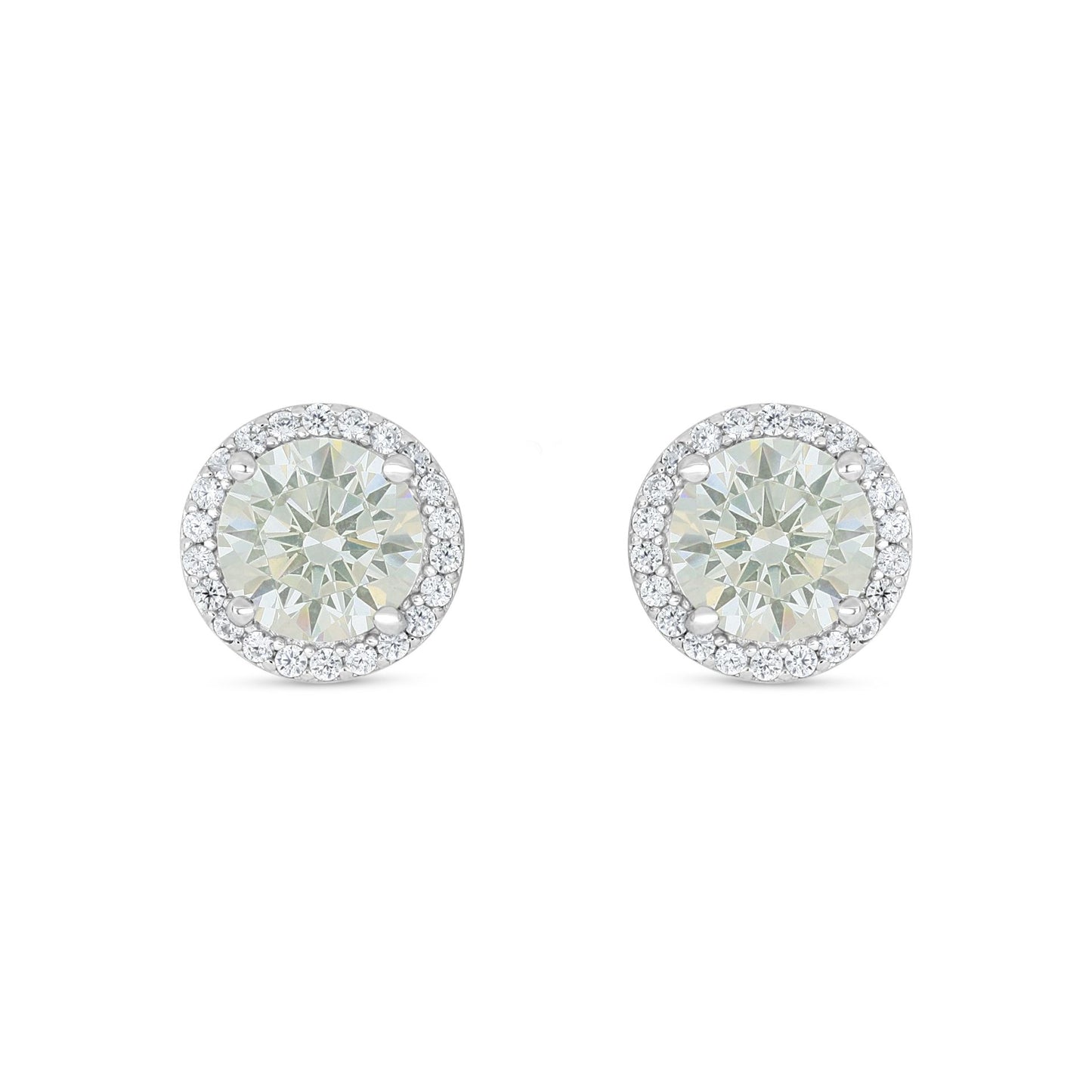 Sterling Silver 925 Earring Rhodium Plated Embedded With Diamond Zircon And White Zircon
