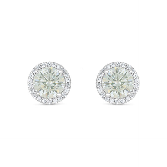 Sterling Silver 925 Earring Rhodium Plated Embedded With Diamond Zircon And White Zircon