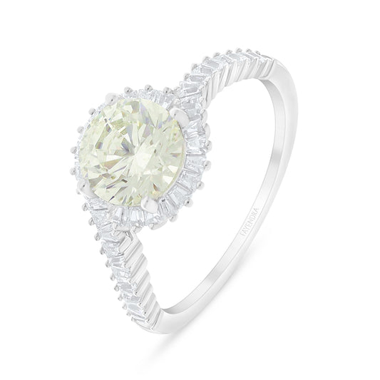 Sterling Silver 925 Ring Rhodium Plated Embedded With Diamond Zircon And White Zircon