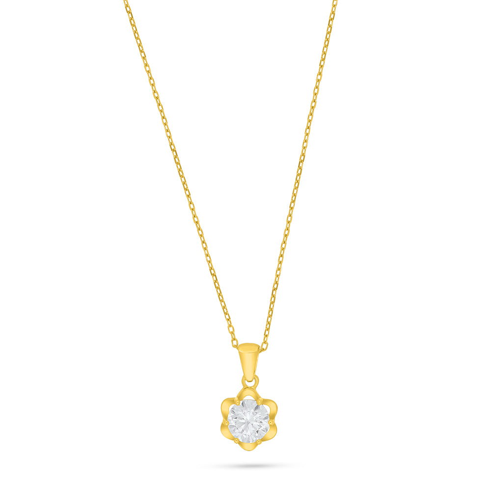 Sterling Silver 925 Necklace Golden Plated Embedded With White Zircon