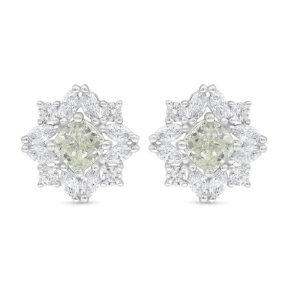 Sterling Silver 925 Earring Rhodium Plated Embedded With Diamond Zircon And White Zircon