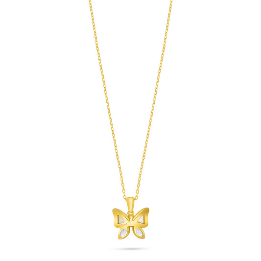 Sterling Silver 925 Necklace Golden Plated Embedded With White Zircon