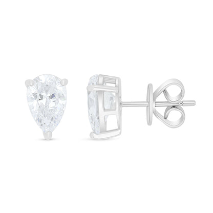 Sterling Silver 925 Earring Rhodium Plated Embedded With White Zircon
