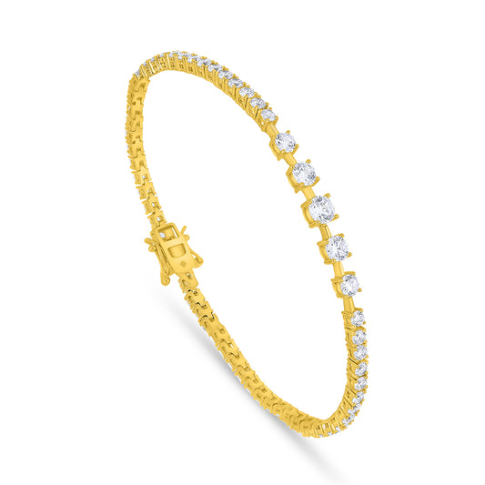 Sterling Silver 925 Bracelet Golden Plated Embedded With White Zircon