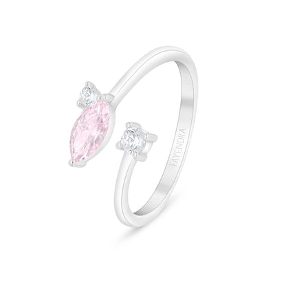 خاتم من الفضة الخالصة عيار 925 مطلي روديوم مرصع زركون بنك و فص ابيض