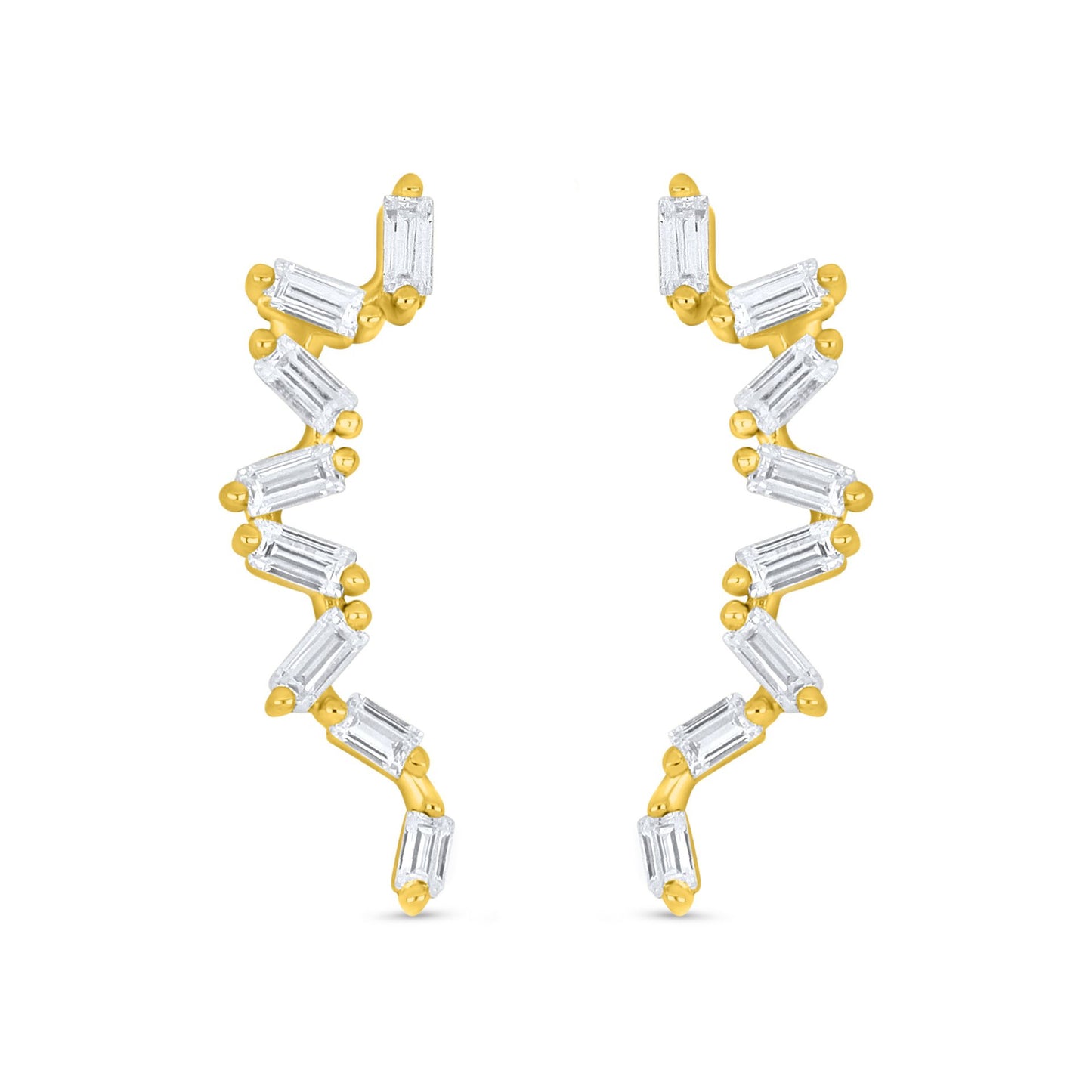 Sterling Silver 925 Earring Golden Plated Embedded With White Zircon