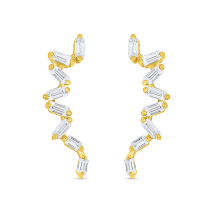Sterling Silver 925 Earring Golden Plated Embedded With White Zircon