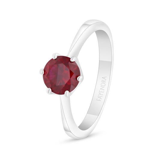 Sterling Silver 925 Ring Rhodium Plated Embedded With Ruby Corundum