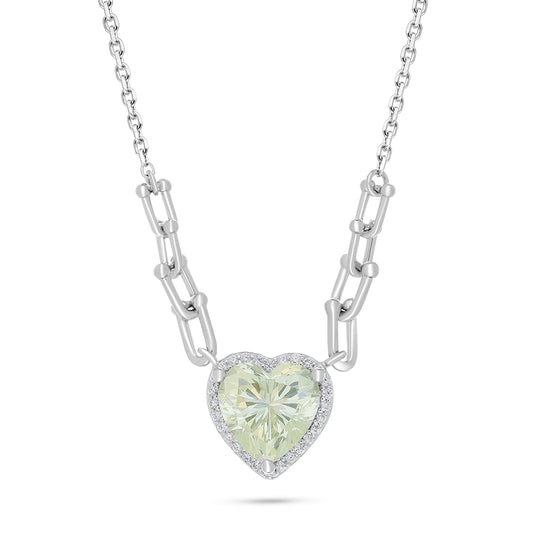 Sterling Silver 925 Necklace Rhodium Plated Embedded With Diamond Zircon And White Zircon
