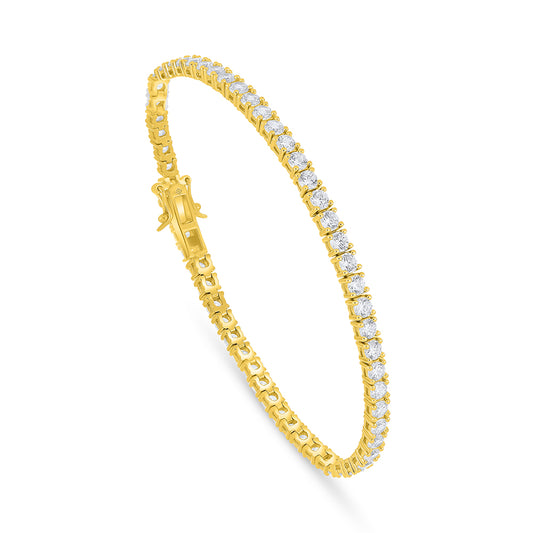 Sterling Silver 925 Bracelet Golden Plated Embedded With White Zircon