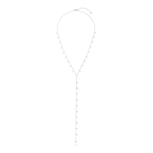 Sterling Silver 925 Necklace Rhodium Plated Embedded With White Zircon