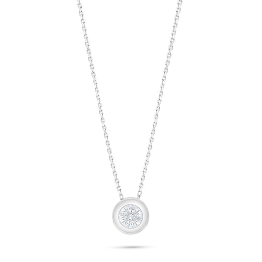 Sterling Silver 925 Necklace Rhodium Plated Embedded With White Zircon