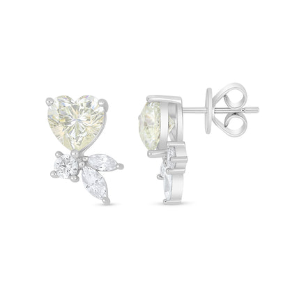 Sterling Silver 925 Earring Rhodium Plated Embedded With Diamond Zircon And White Zircon